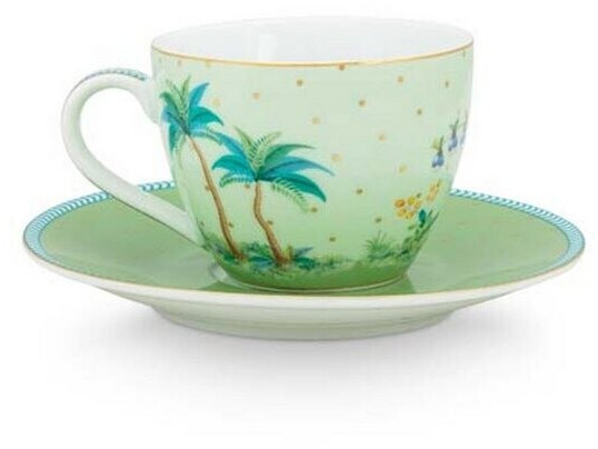 PiP Studio Jolie Espressocup & Saucer Dots Gold 120 ml Green
