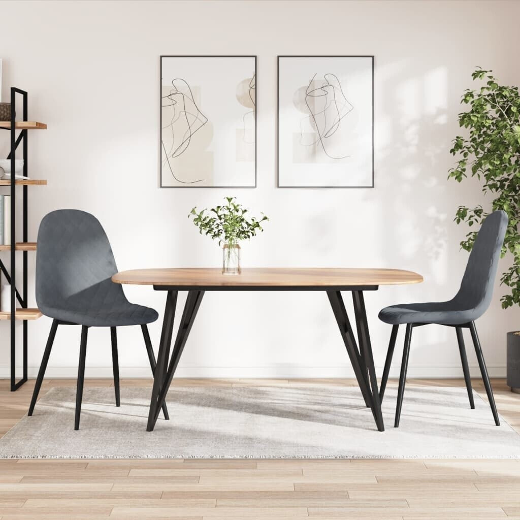 vidaXL Chaise de salle à manger en velour (2 pièces) gris