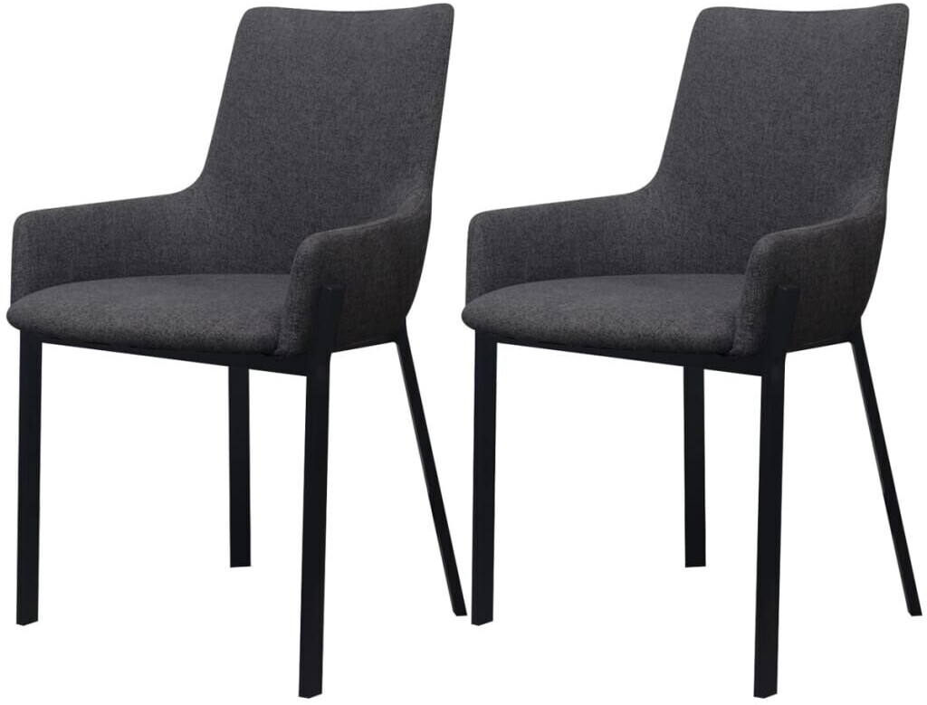 vidaXL Chaise de salle à manger en tissu (2 pièces) gris foncé