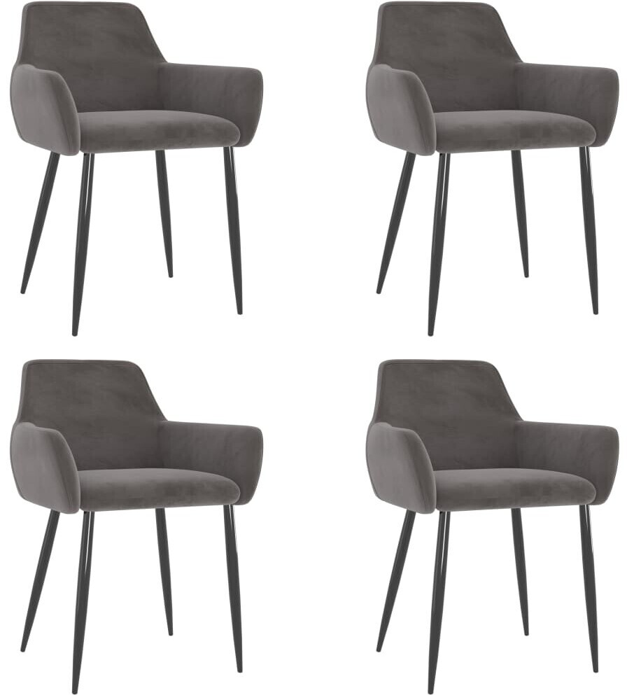 vidaXL Chaise en velours avec accoudoirs (4 pièces) gris foncé