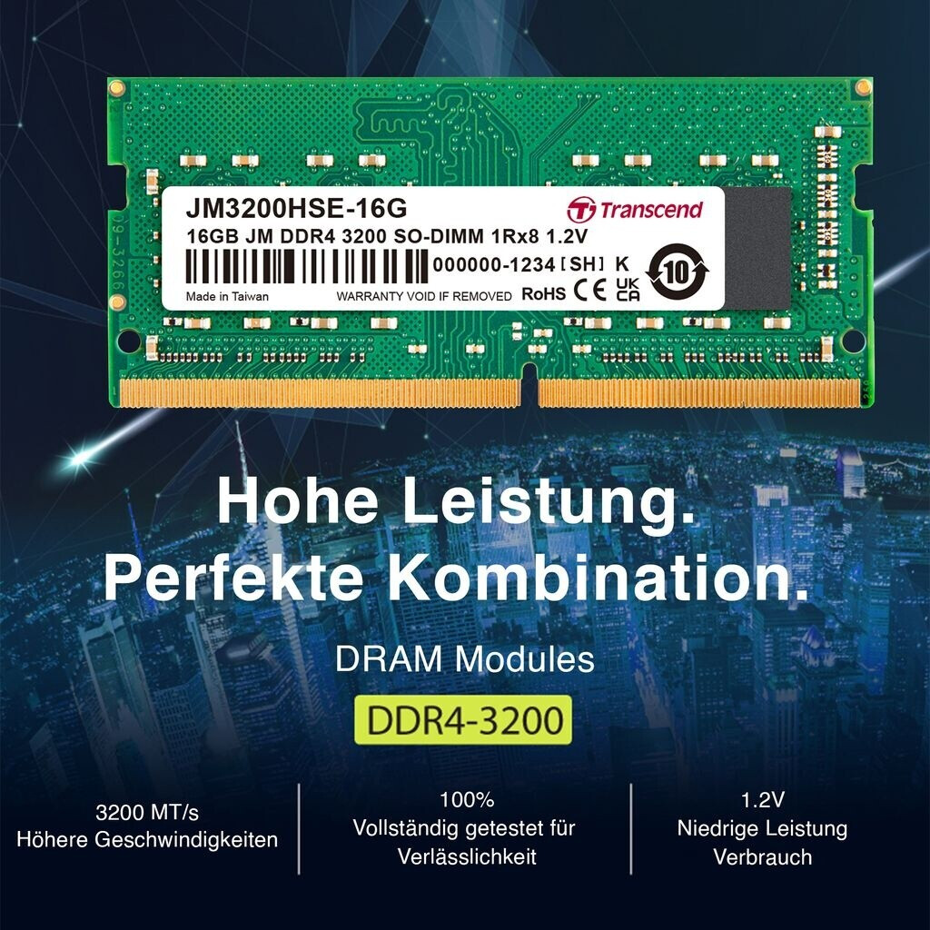 Transcend JM3200HSE-16G 16GB DDR4 Transcend 16GB DDR4 Ram SoDIMM Inc