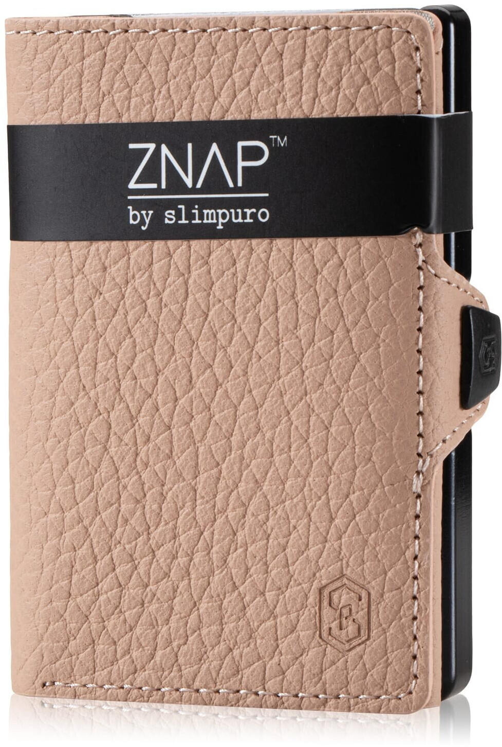 slimpuro Znap Slim Wallet 4/8 Cards grained leather cream