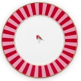 PiP Studio Love Stripes Cake Plates Red- Pink (17 cm) Set of 6