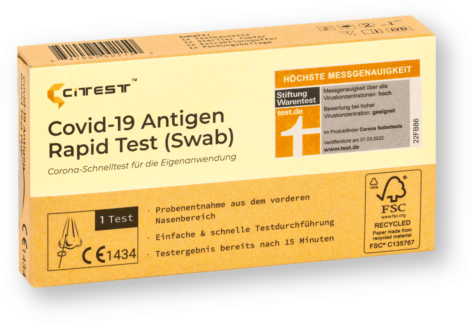 Citest Covid-19 Ag Test Kit 10τμχ Διαγνωστικό Τεστ Ταχείας Ανίχνευσης