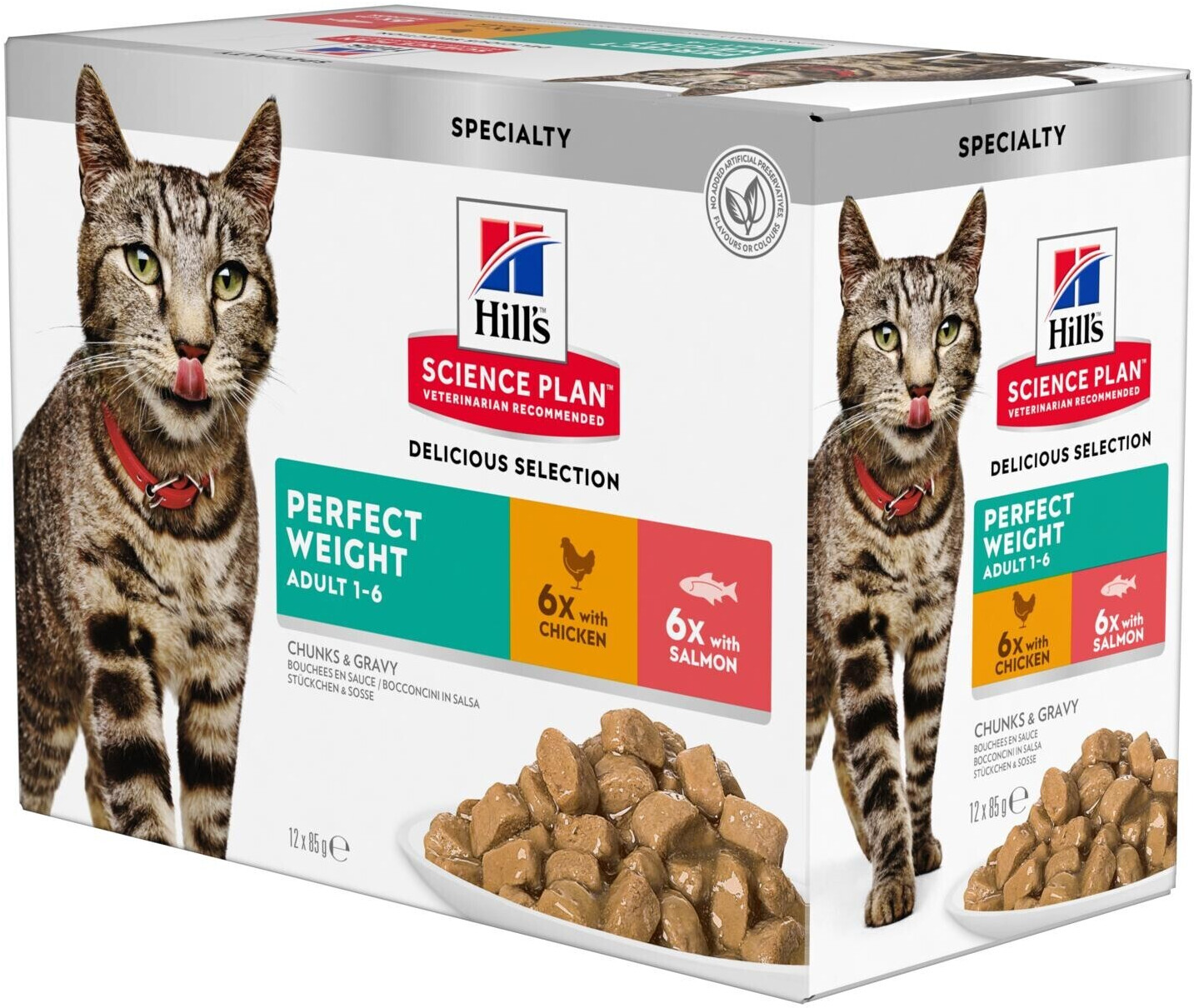 Hill's Science Plan Feline Adult Perfect Weight chicken and salmon wet food 12x85g