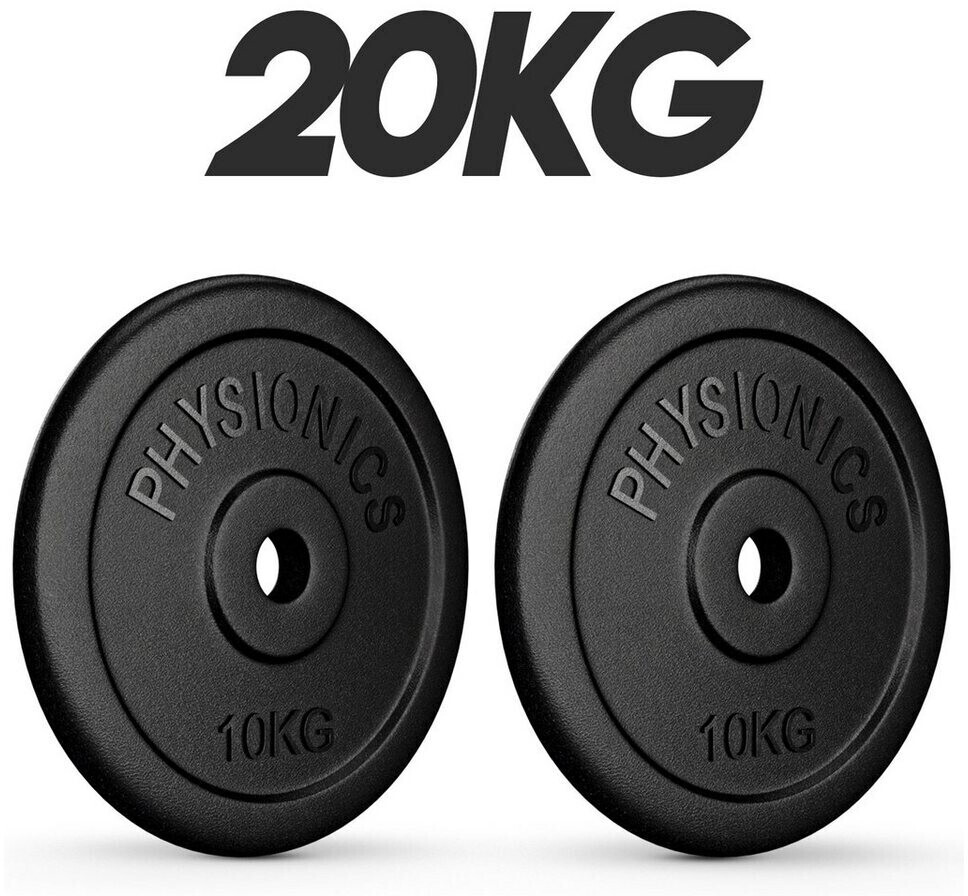 Physionics Cast Iron Weight Plates (WEIGHTCI01) 2 x 10 kg