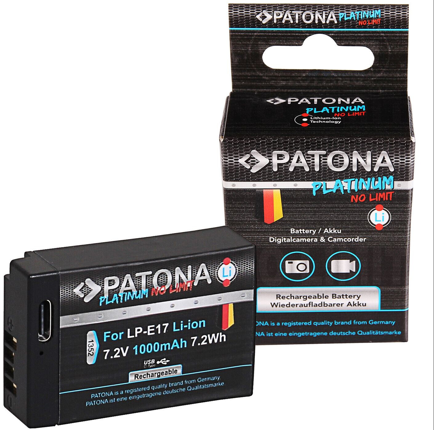 Patona Platinum Replacement Battery for Canon LP-E17 with USB-C (1000mAh)