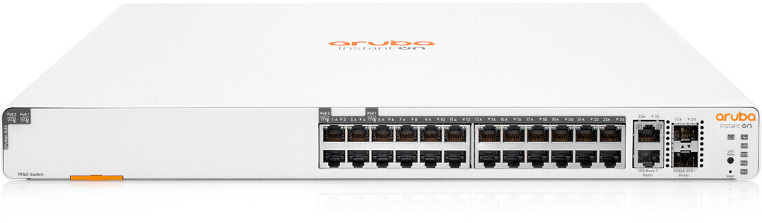 HPE Aruba Instant On 1960 24G 20p Class4 4p Class6 PoE 2XGT 2SFP+ 370W (JL807A)