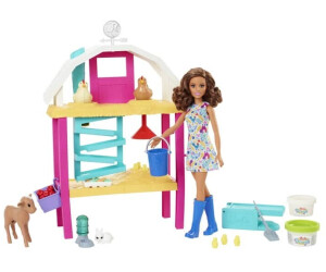 Barbie coffret la ferme aux animaux avec étable éléments de jeu et 15 accessoires inclus GJB66 jouet pour enfant 11 figurines animaux 
