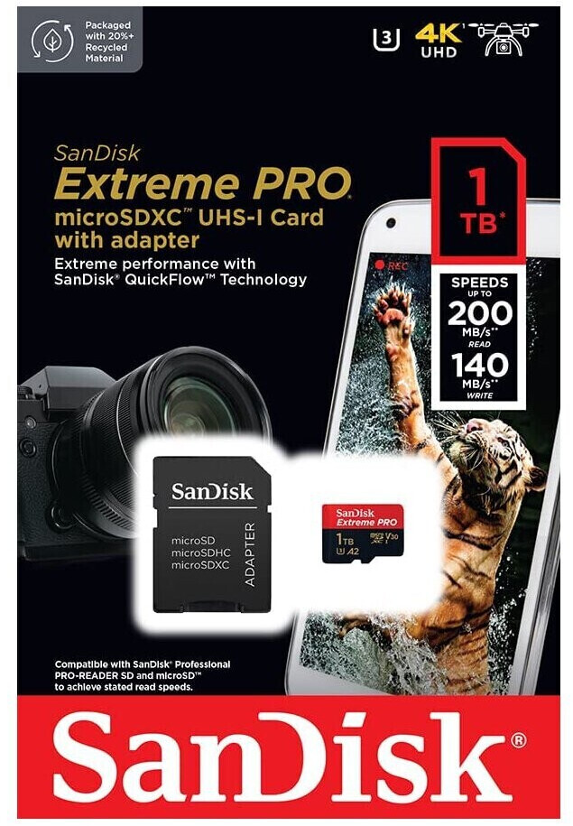 SanDisk Extreme PRO A2 200 MB/s microSDXC 1TB ab 112,89 € (Juni 