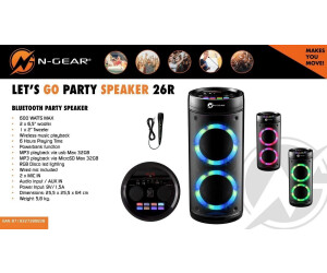 N-Gear Party Let's Go 26R enceinte Bluetooth portable
