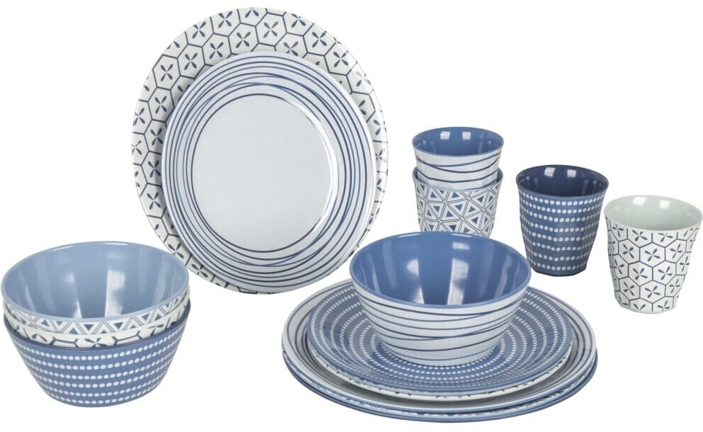 Bo-Camp Tableware Mix and Match dinnerware (16 pieces) blue/white