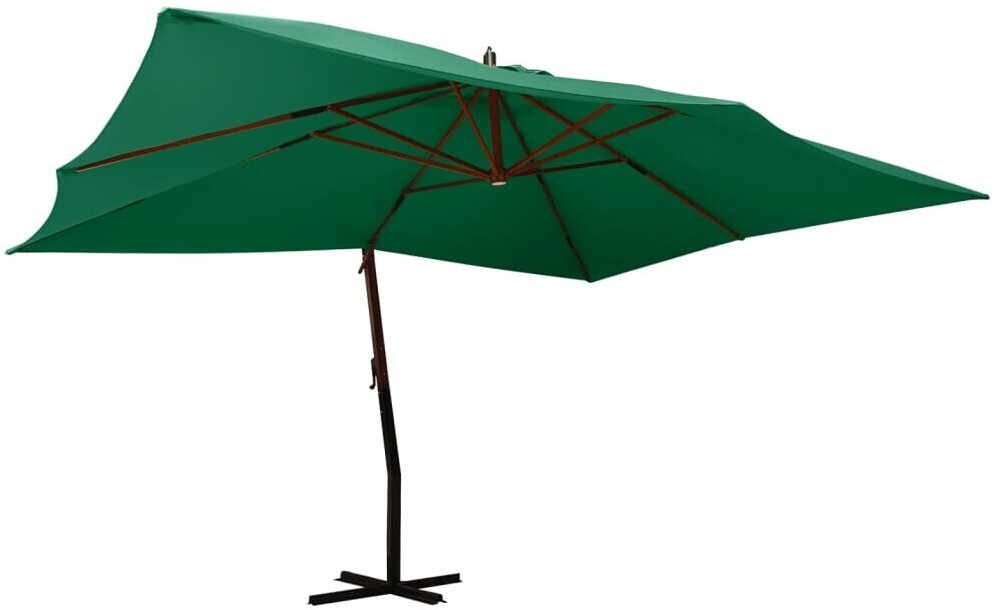 vidaXL Cantilever Umbrella with Wooden Pole 400x300cm Green (318428)