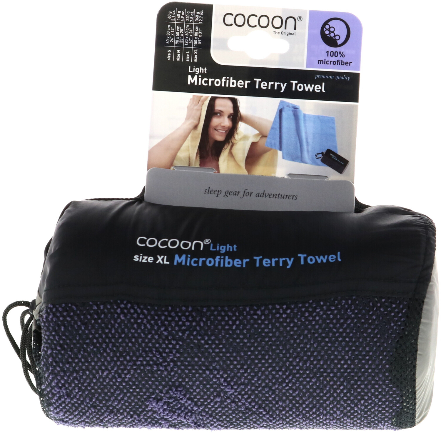 Cocoon Terry Asciugamano in microfibra leggero XL, blu