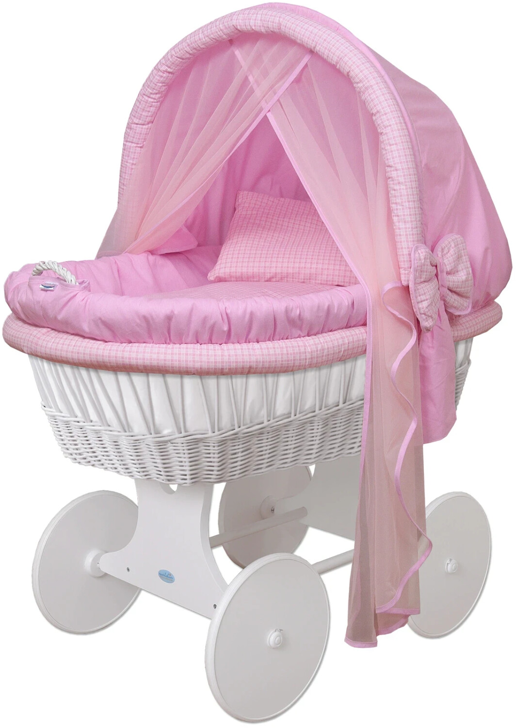 Waldin Baby bassinet set (1211) Frame White / Pink