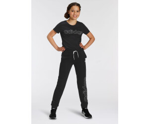 Girls black and white adidas pants discount