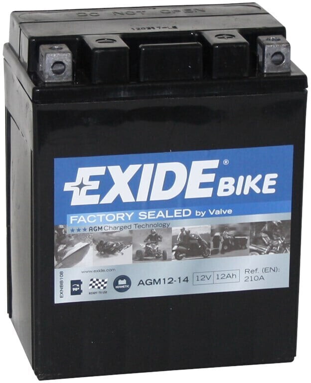 Exide ETX14-BS Bike AGM Motorradbatterie 12V 12Ah 200A DIN 51214, Starterbatterie, Motorrad, Kfz, Batterien für