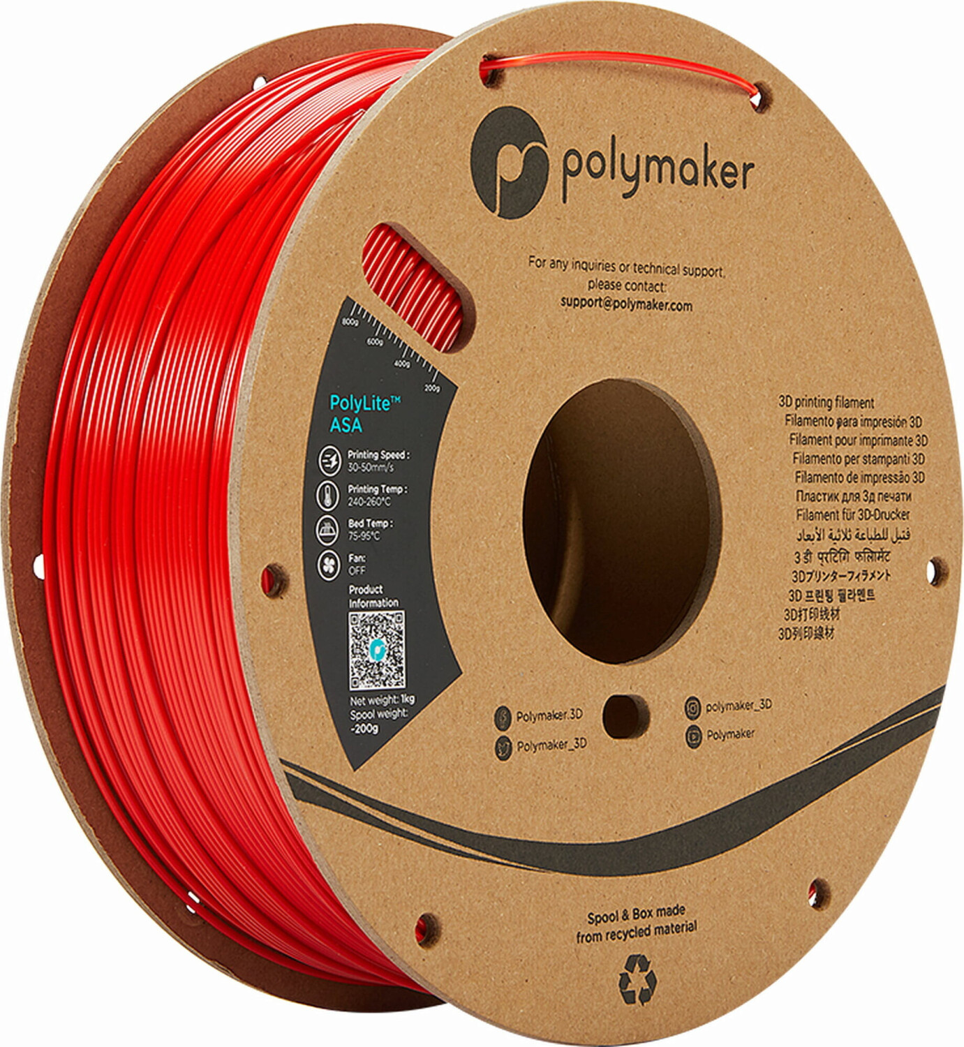 Polymaker PolyLite ASA Filament 1,75mm 1000g Red