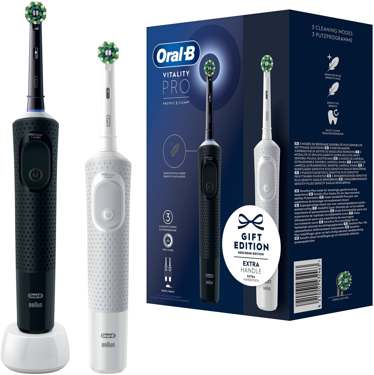 ORAL B Vitality Pro Electric Toothbrush - Black & Purple Duo
