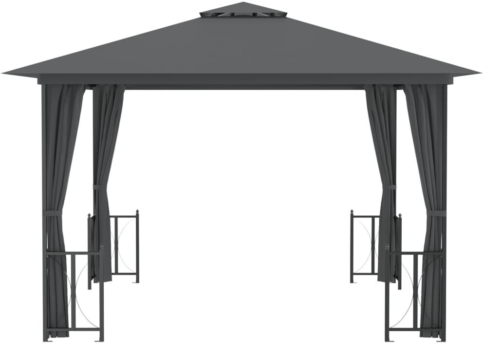 vidaXL Gazebo with side curtains and double roof (3 x 3 m) anthracite