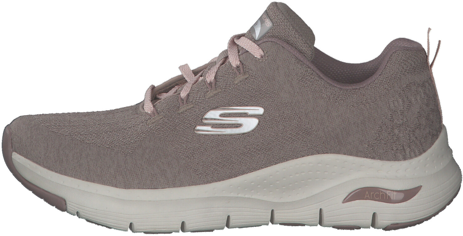 Buy Skechers Arch Fit Comfy Wave dark taupe knit trim from