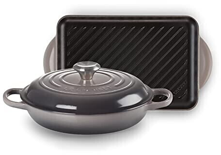 Le Creuset Set 2 pcs. Gourmet Profi Pot 26 cm with rotisserie 32 cm flint
