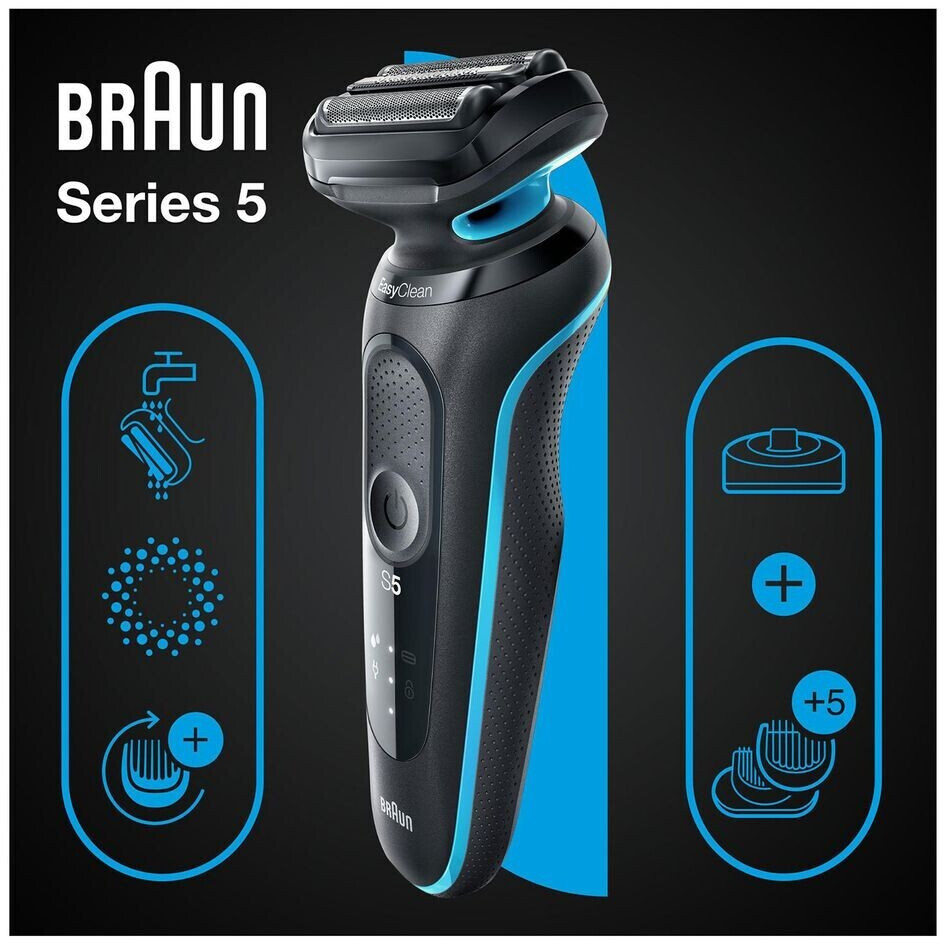 Zubehör für Braun Series 5 51-B4650cs Nass- und Trockenrasierer mit 2  EasyClick-Aufsätzen - Ladestation - blau