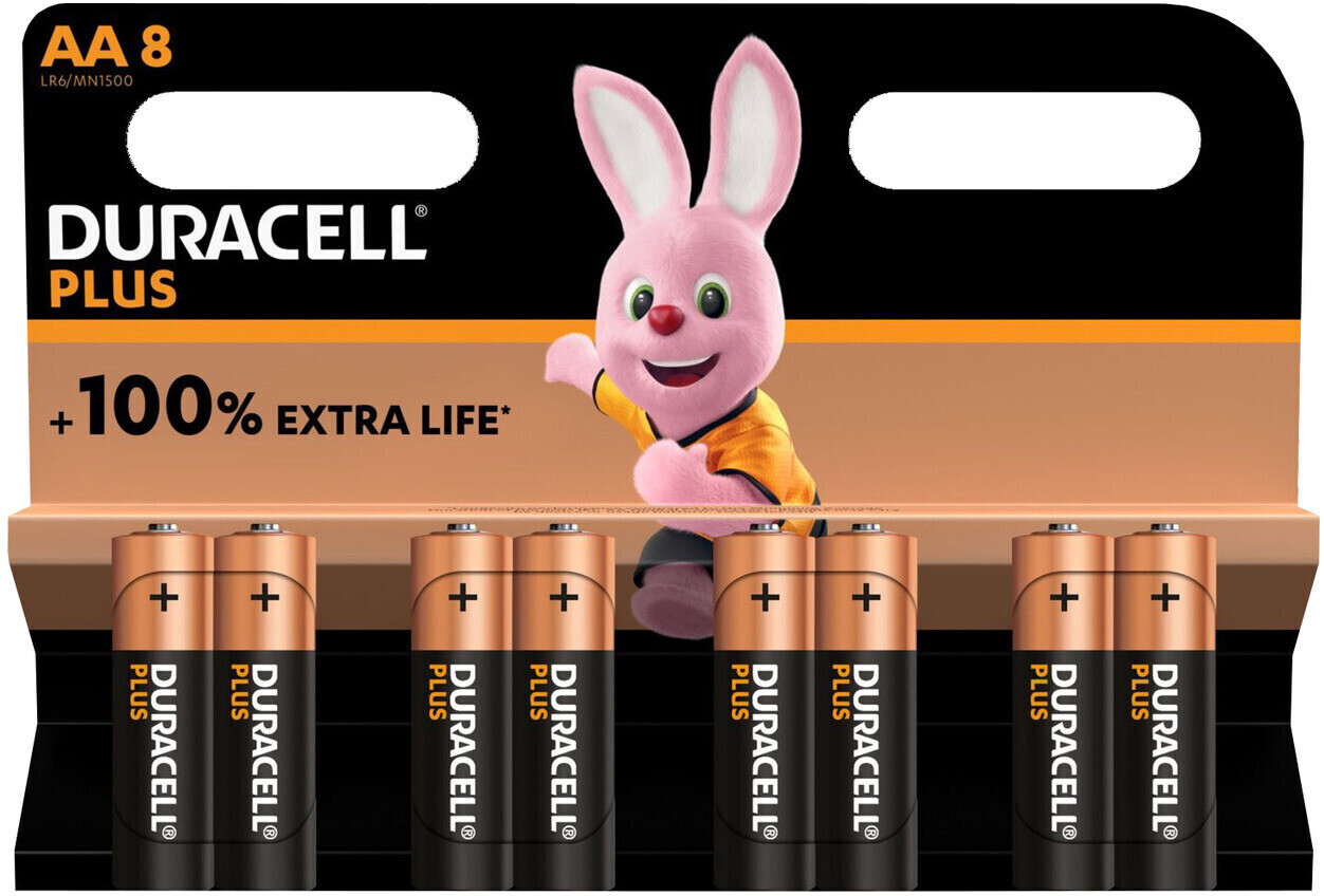 Pack de 8 Pilas AA Duracell Plus Extra Life LR6-MN1500AA8 1.5V
