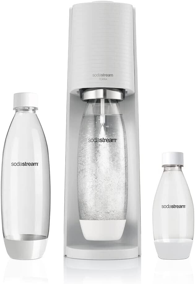 SodaStream Terra white pack with 1x 1L bottles and 2L x 0.5L + CO2 Quick Connect Cylinder