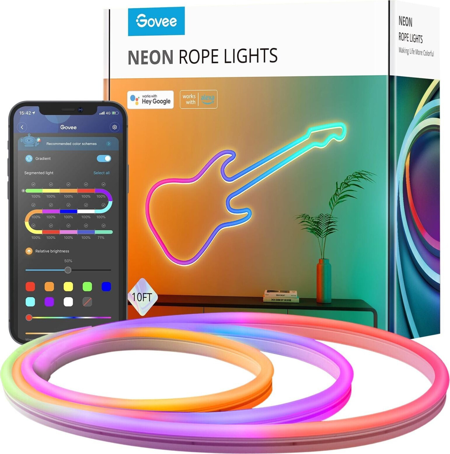 Govee Neon LED Strip 10M, RGBIC Neon LED Streifen Mit App