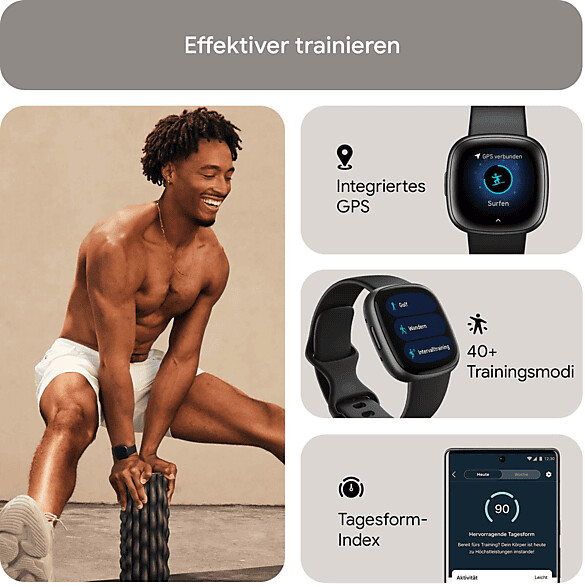 Fitbit versa top watch black aluminium