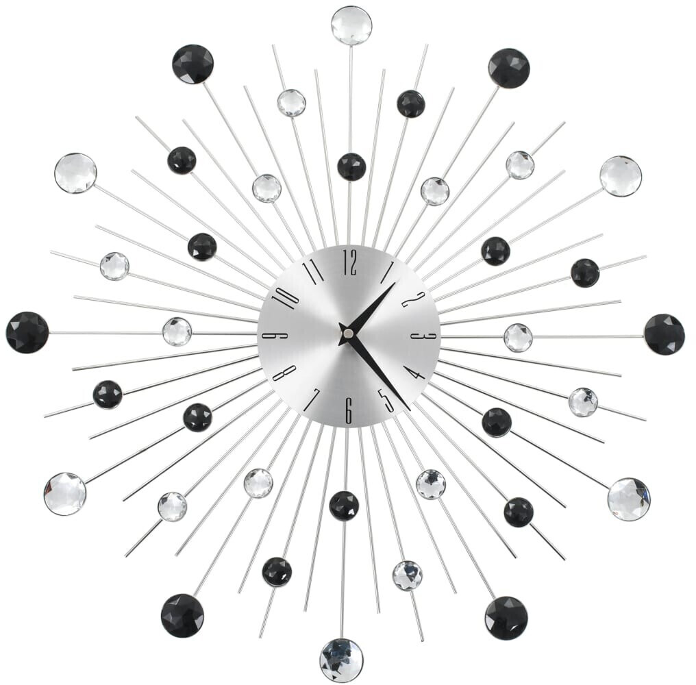 vidaXL Horloge murale avec mouvement à quartz design moderne 50 cm argenté/noir