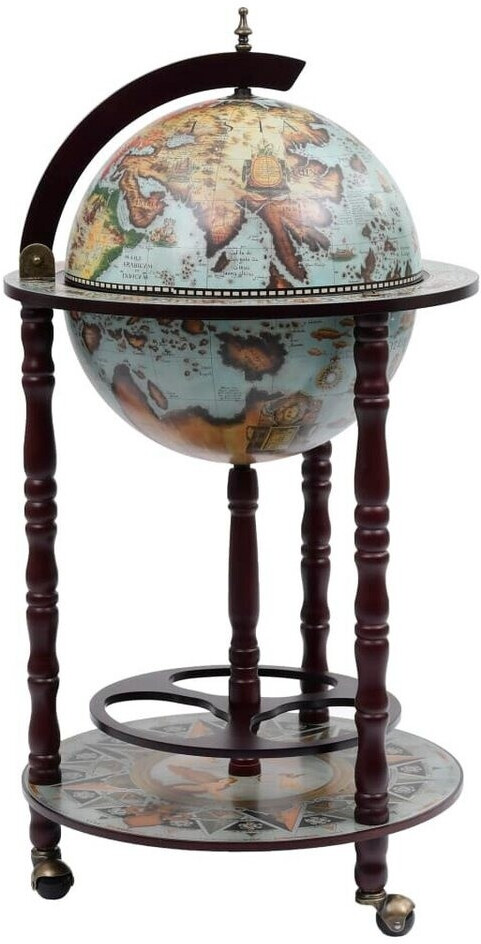 vidaXL Globe bar with bottle rack eucalyptus wood blue 320905