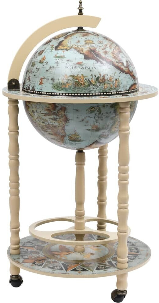 vidaXL Globe bar with bottle rack eucalyptus wood blue