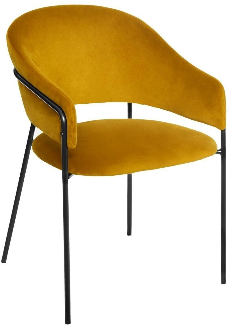 Atmosphera Fauteuil Siron velours moutarde
