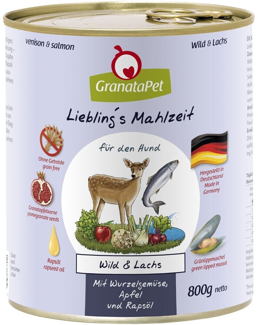 GranataPet Liebling's Mahlzeit dog deer and salmon wet food 800g