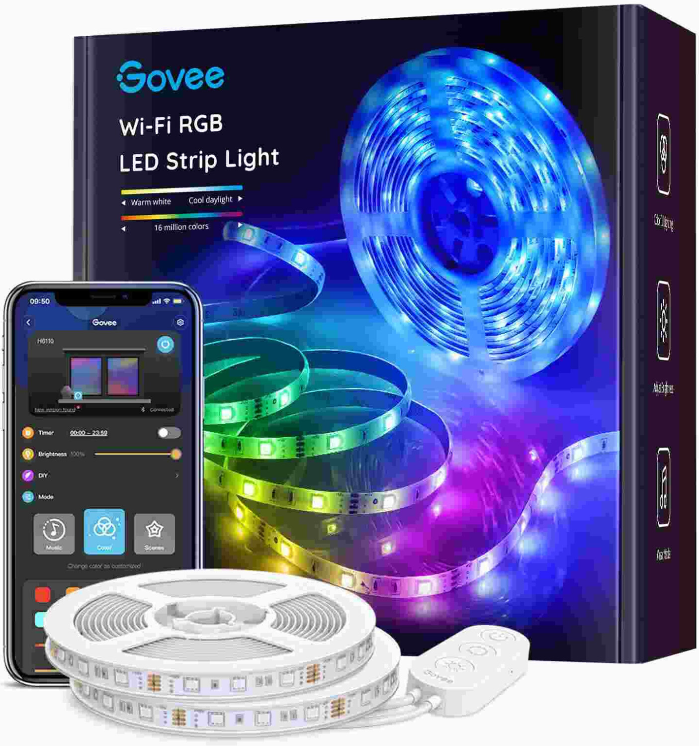 Govee Wi-Fi RGB LED Strip Light 10m (H61103A1)