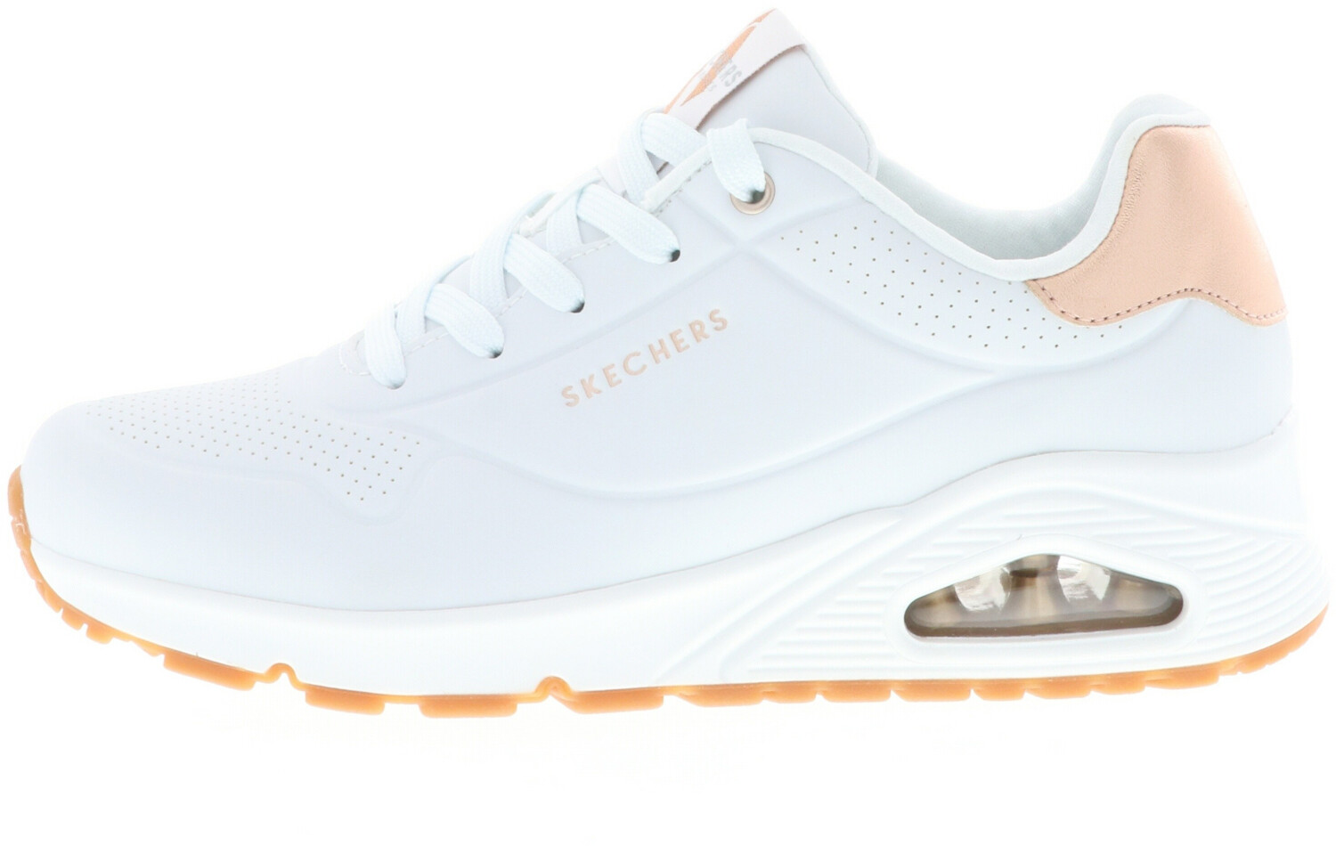 White and rose gold skechers discount