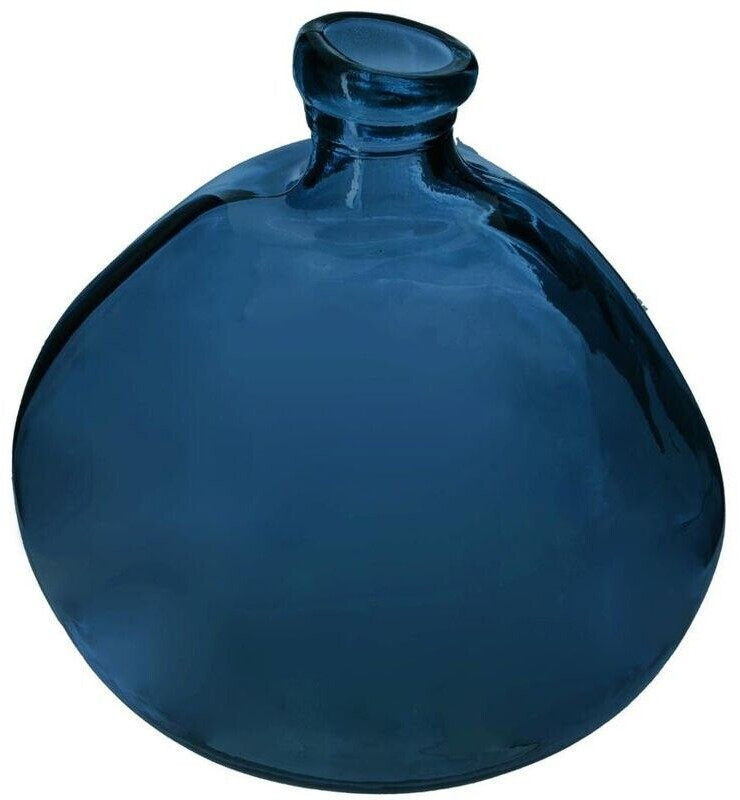 Atmosphera Vase rond en verre recyclé 33 cm bleu orage