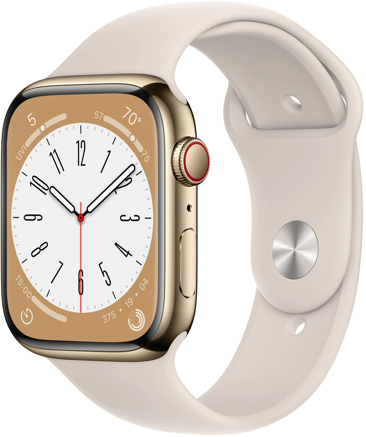 Apple Watch Series 8 4G 45mm Cassa in acciaio inossidabile color oro con Cinturino Sport galassia