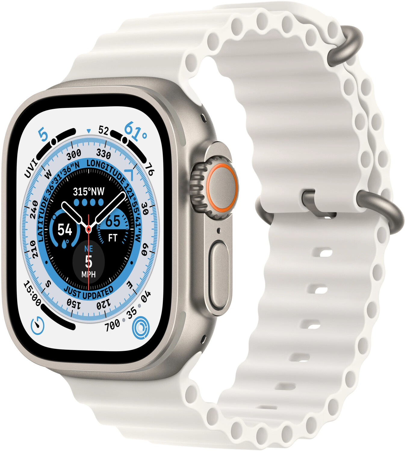 Apple Watch Ultra Cassa in titanio con Cinturino Ocean bianco