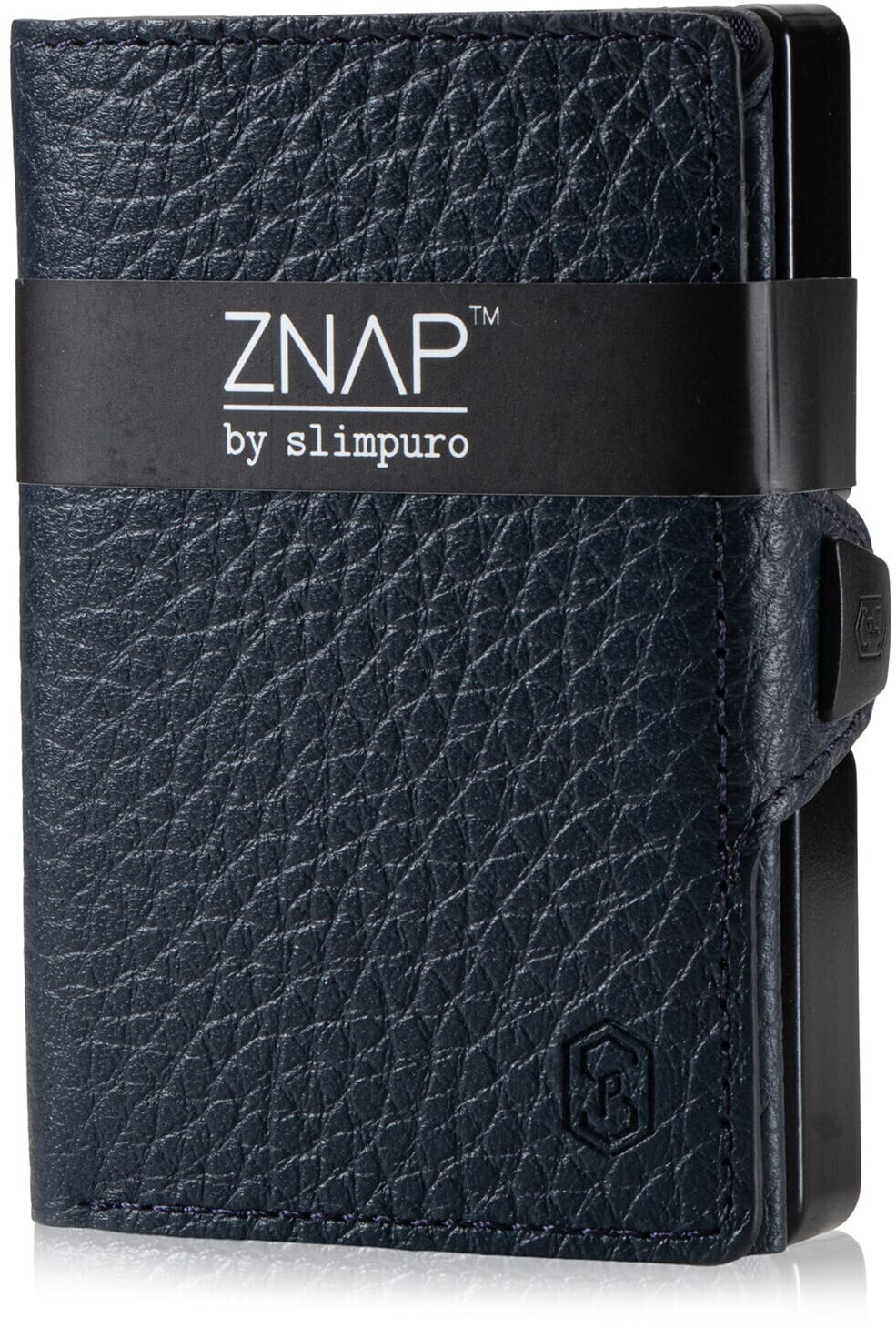 slimpuro Znap Slim Wallet 8/12 Cards grained leather dark blue