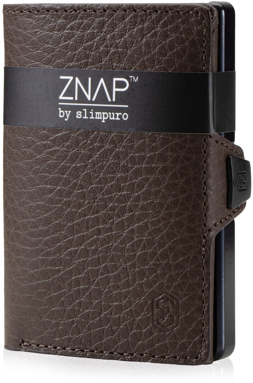 slimpuro Znap Slim Wallet 4/8 Cards grained leather dark brown