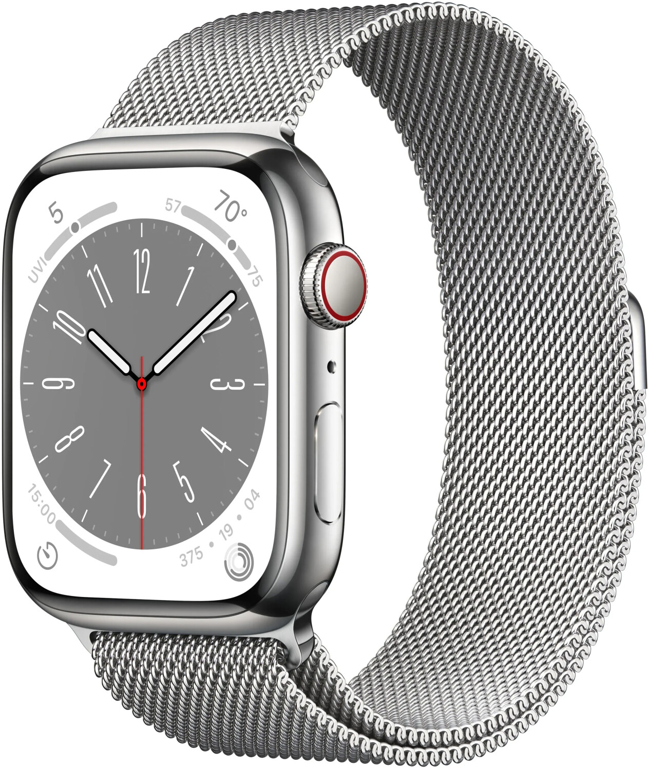 Apple Watch Series 8 4G 45mm Cassa in acciaio inossidabile color argento con Loop in maglia milanese color argento