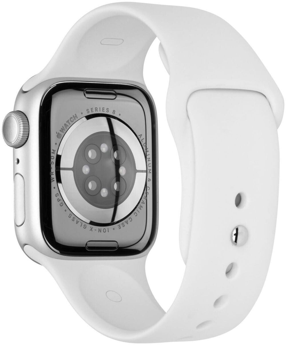 Apple Watch Serie 8 GPS 45mm alluminio argento Cinturino Sport bianco