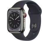 Apple Watch Series 8 4G 41mm acier inoxydable graphite bracelet minuit