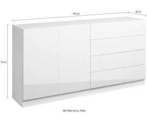 197,45 ab Vaasa white glossy bei | Preisvergleich € Borchardt-Möbel Sidebaord 152x79cm
