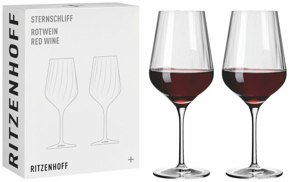 Ritzenhoff Red wine glass, set of 2, star cut 002, crystal glass, 570 ml, 3661002