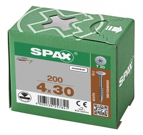 Spax Rückwandschraube T-Star plus TX 20 4 x 30 mm 200 Stück (681030400303)  ab 9,48 €