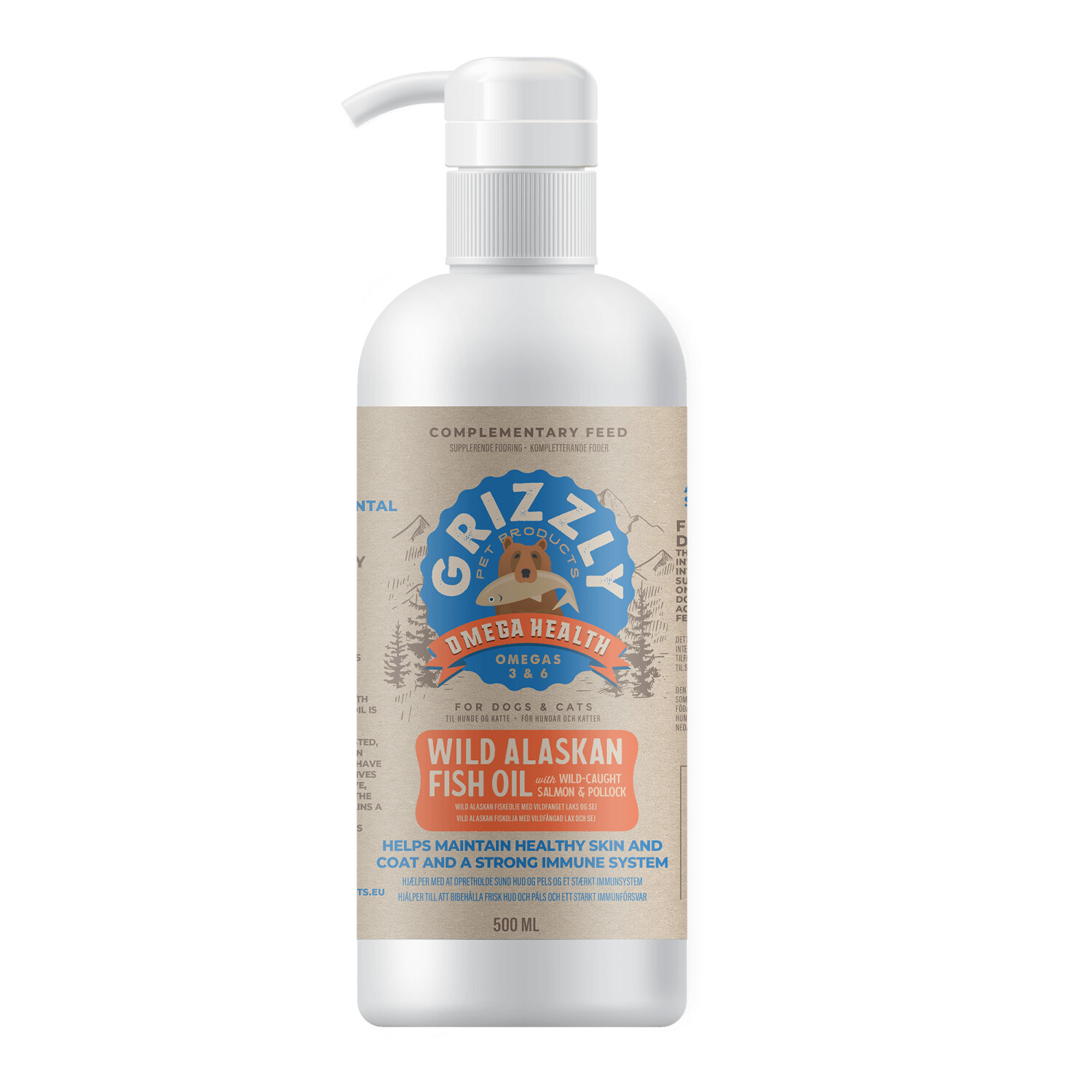 Grizzly Pet Products Wild Alaskan Fish Oil for dogs and cats 500 ml